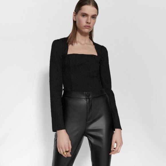 NWT Zara black structured textured square neck bodysuit, M - Picture 1 of 13